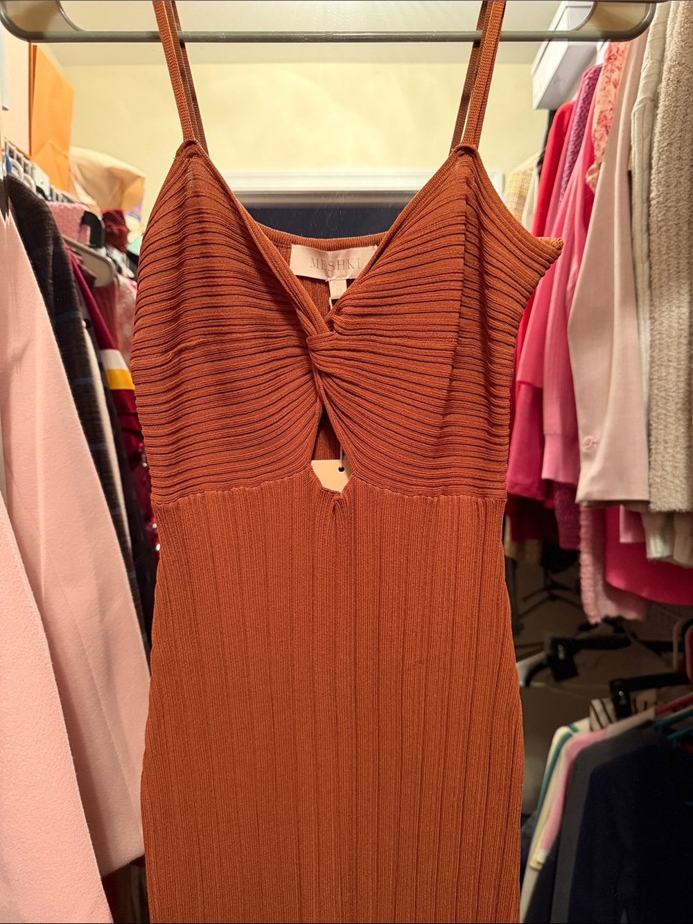 Meshki Diba Midi strappy knit dress